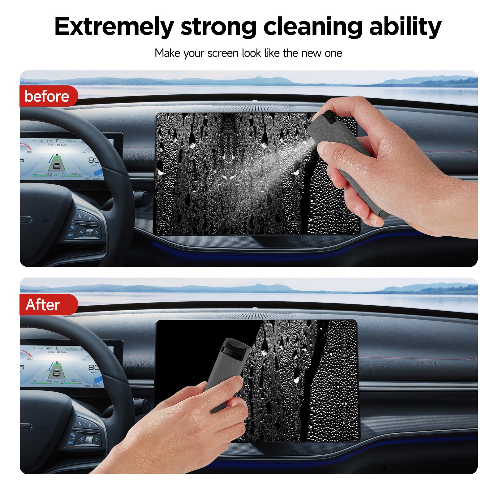 YTT Screen Cleaner, All-in-One Spray & Wipe Cleaner, with Transparent Protective Shell for All Phones, Laptop and Tablet Screens (Gray)