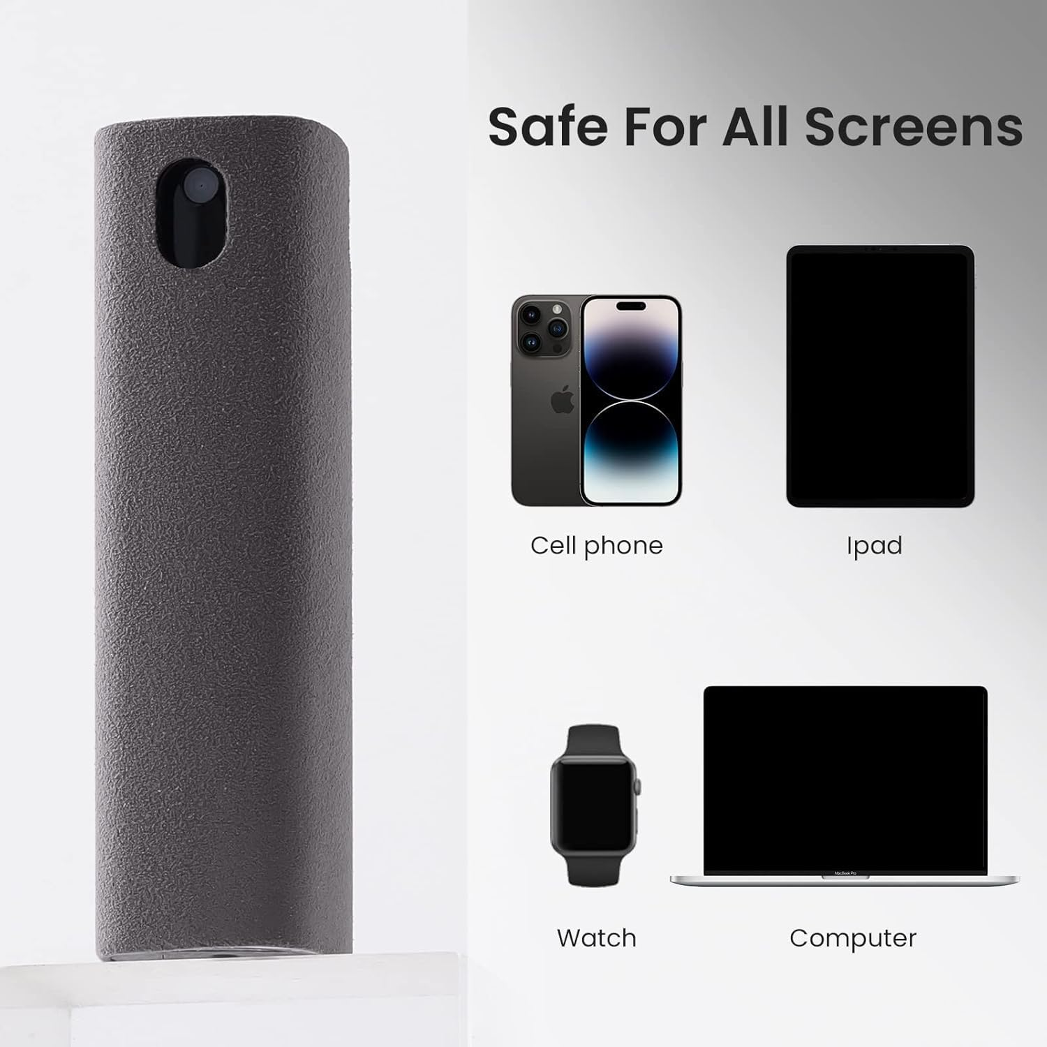 YTT Touchscreen Mist Cleaner, Screen Cleaner, for All Phones, Laptop and Tablet Screens,Two in One Spray and Microfiber Cloth (Grey)