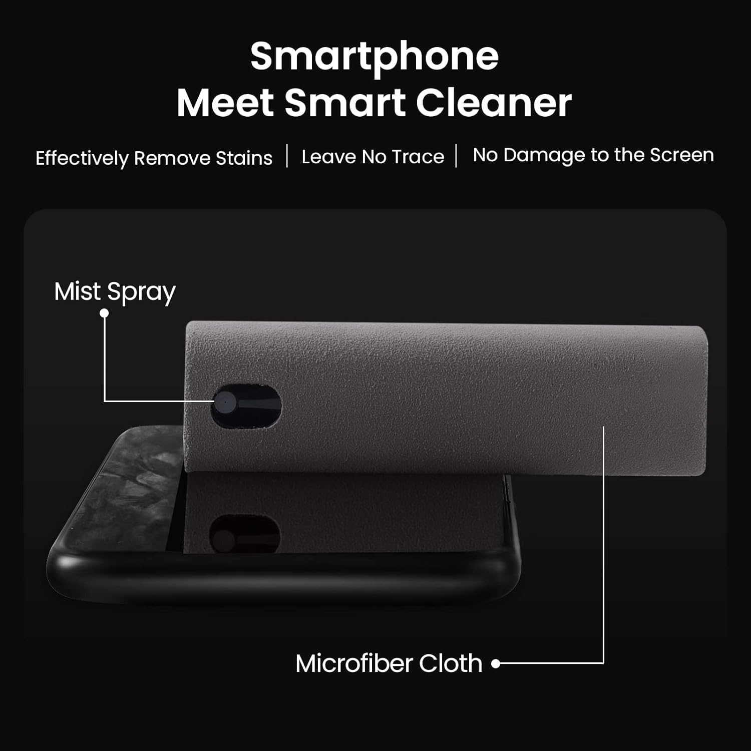 YTT Touchscreen Mist Cleaner, Screen Cleaner, for All Phones, Laptop and Tablet Screens,Two in One Spray and Microfiber Cloth (Grey)